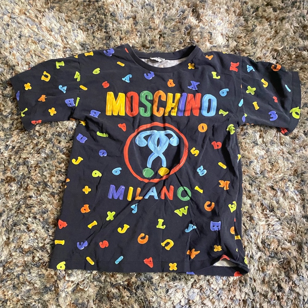 Moschino Kid-Teen Black Mini Letter Logo Print Maxi T-Shirt